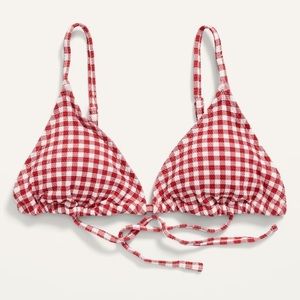 NWT Gingham Textured Triangle Bikini Swim Top for Women